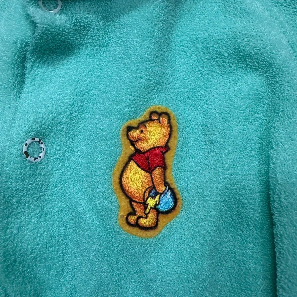 Vintage Bend n Stretch Winnie the Pooh Terry Cloth Footed Sleeper Seafoam Green